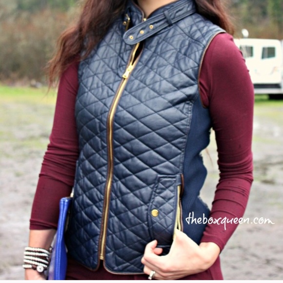 Fate Jackets & Blazers - Fate Vegan Leather Navy Quilted Vest